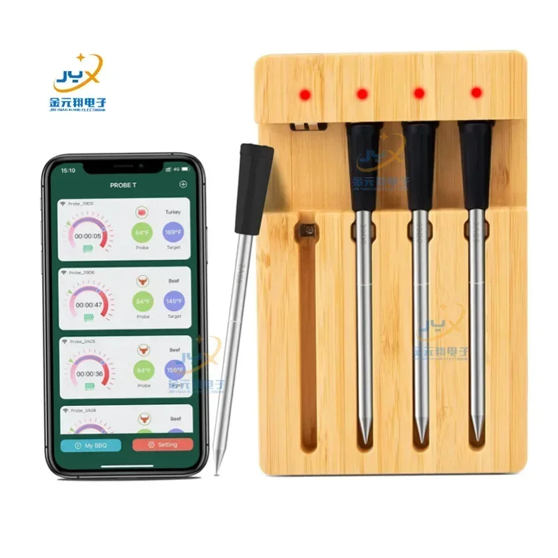 Meat Thermometer - 4Probe WiFi Wireless Bluetooth Smart Meat