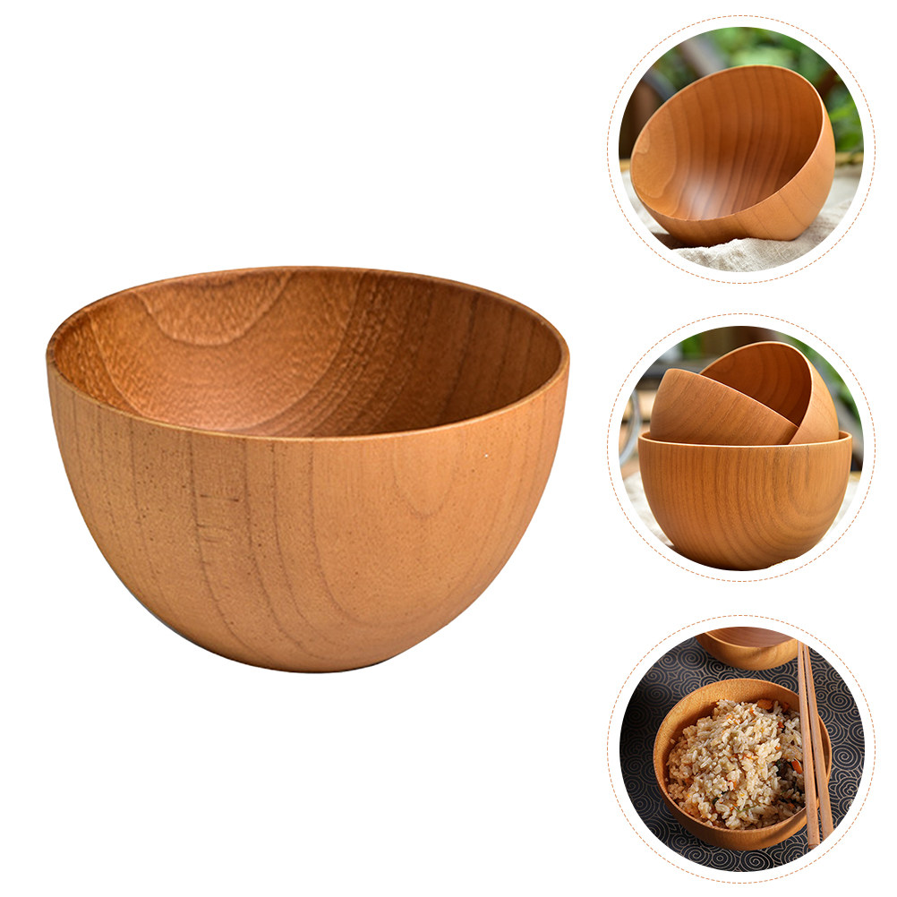Kitchen Gadgets Healthy Eating - Handcrafted Solid Wood Rice Bowl Multi