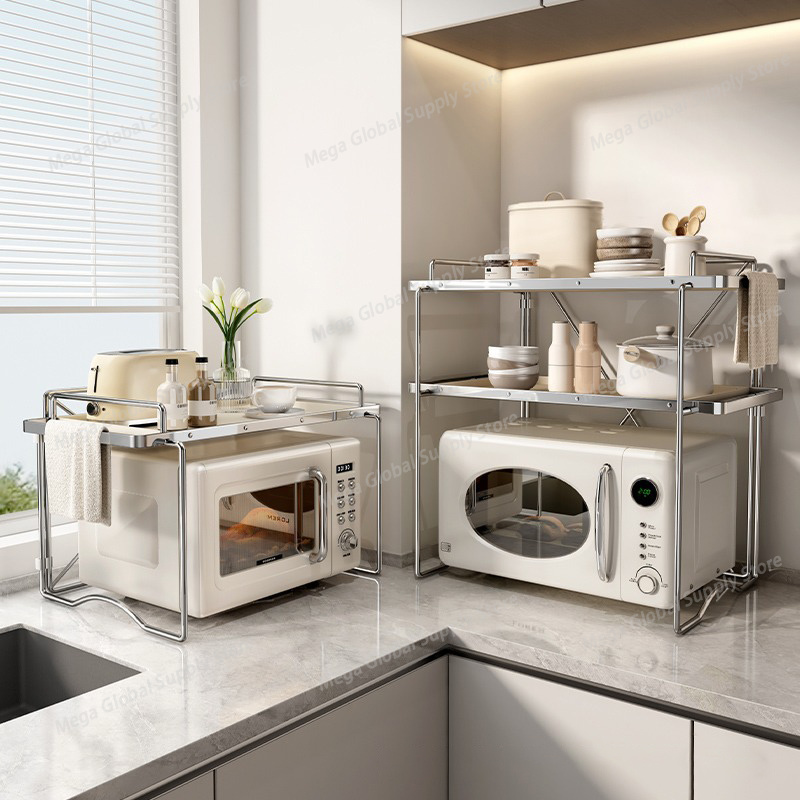 2-layer Microwave Oven Storage - Kitchen Gadgets Rack Storage のレビューと価格