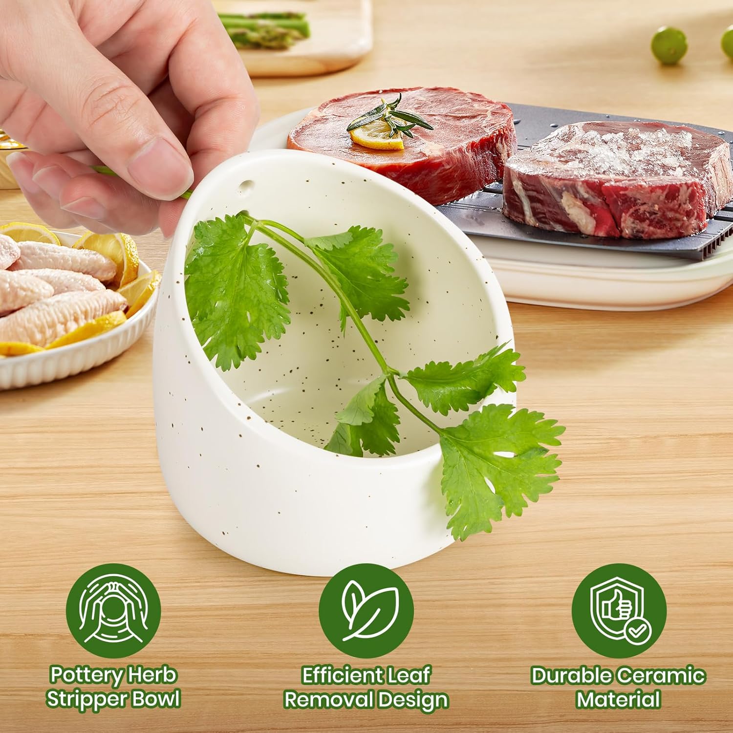 Handmade Pottery Herb Stripper - Kitchen Gadgets Save Time のレビューと価格