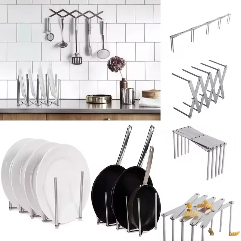 1pc Foldable Stainless Steel P - Kitchen Gadgets Rack Storage のレビューと価格