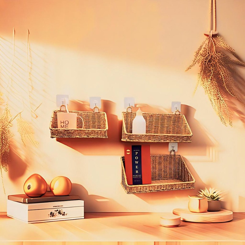 Woven Rattan Hanging Storage B - Kitchen Gadgets Rack Storage のレビューと価格