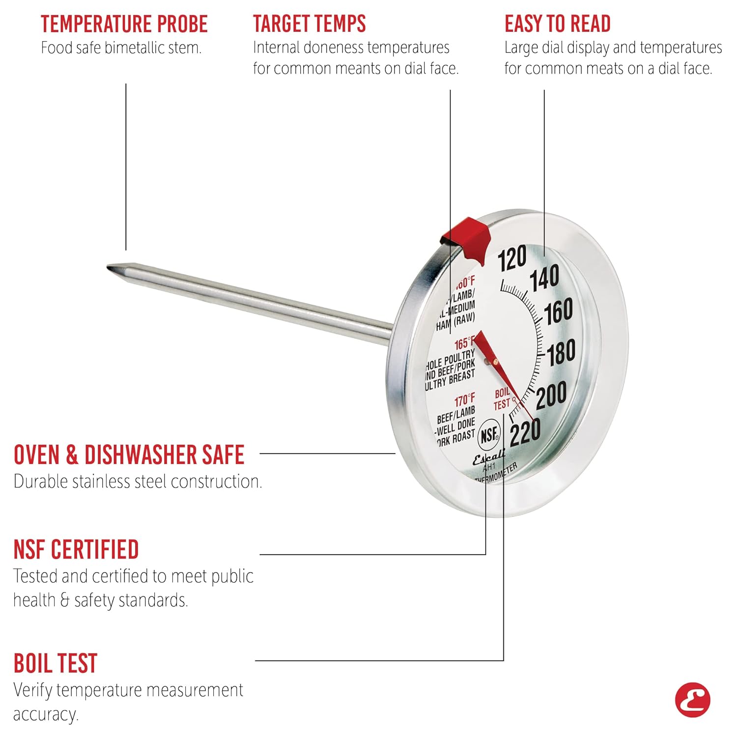 Large Stainless Steel Oven Saf - Meat Thermometer のレビューと価格