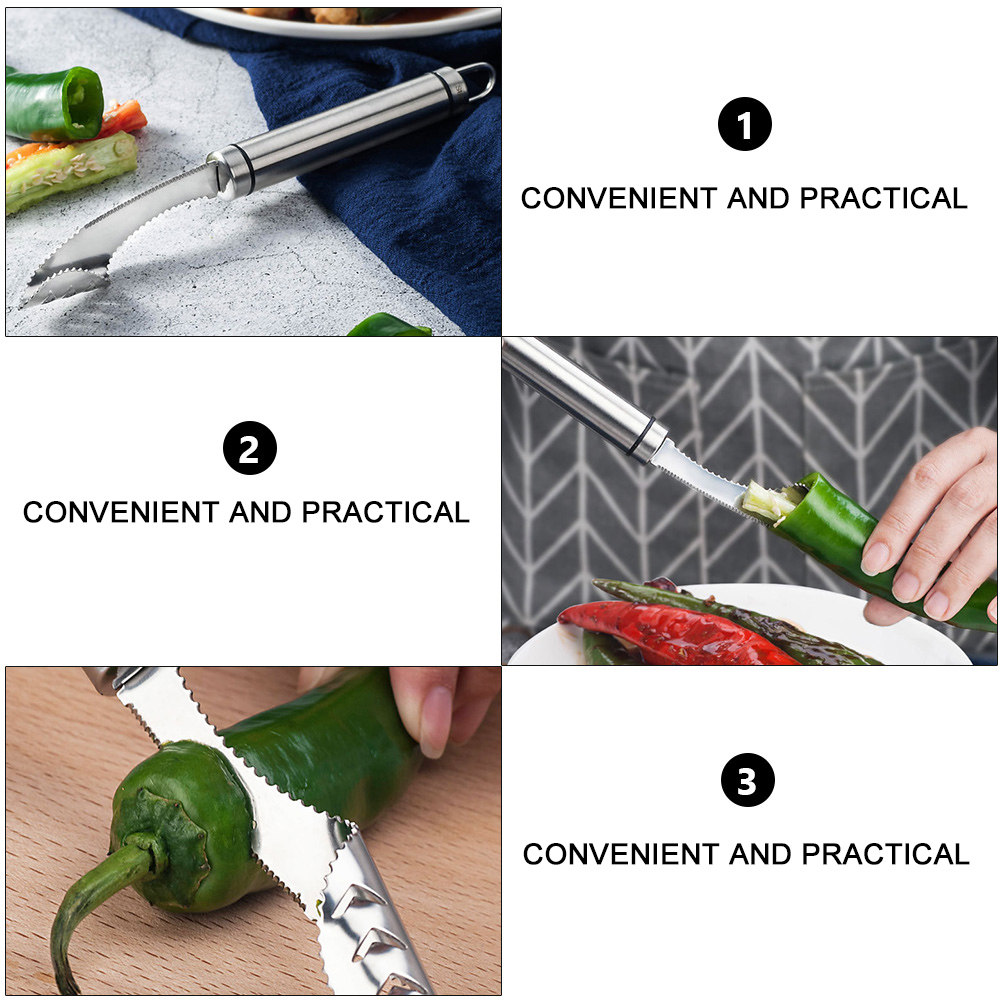2Pcs Stainless Steel Chili Cor - Kitchen Gadgets And Tools のレビューと価格