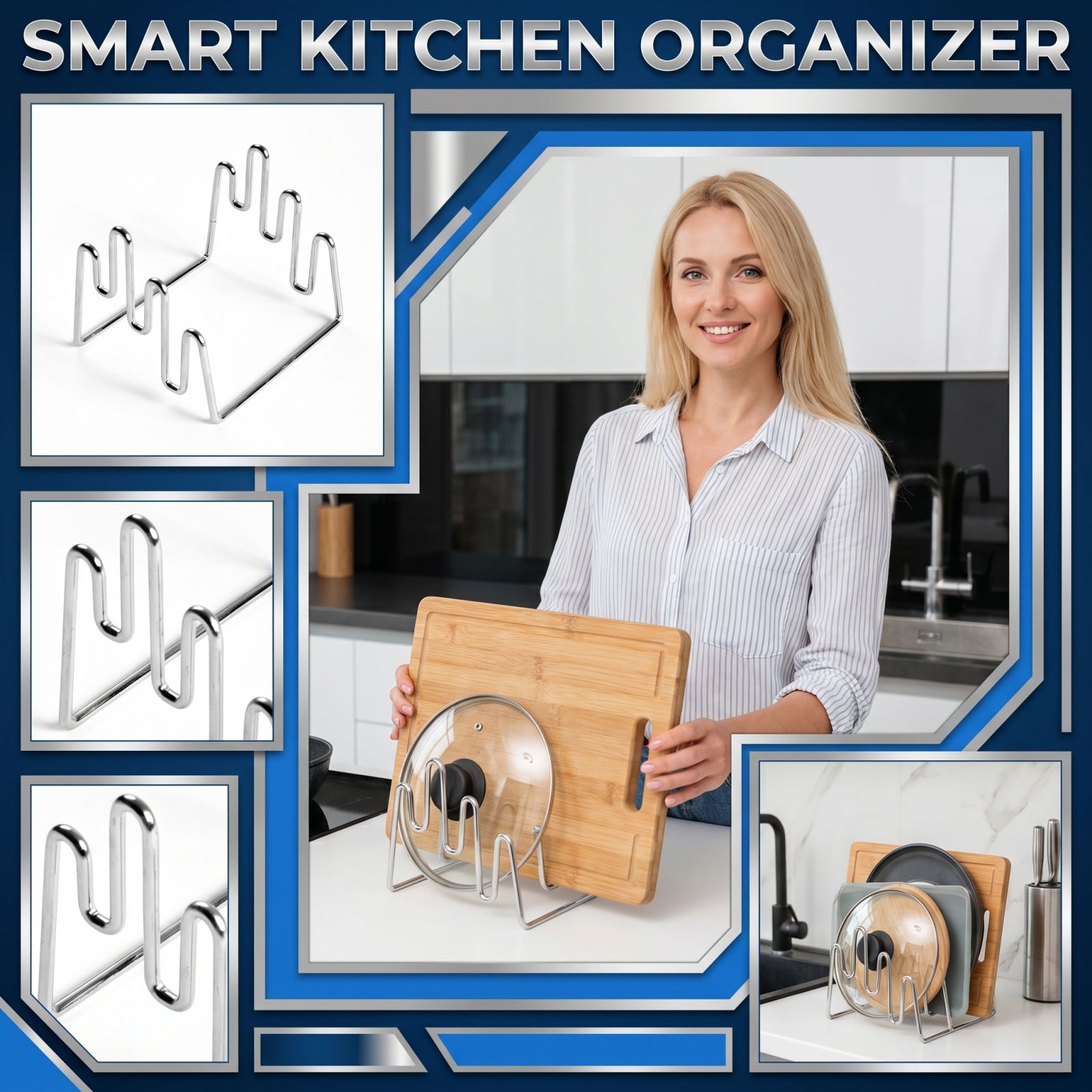 Cutting Board Holder Kitchen S - Kitchen Gadgets Rack Storage のレビューと価格